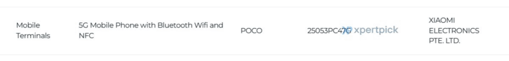 Poco F7 IMDA certified