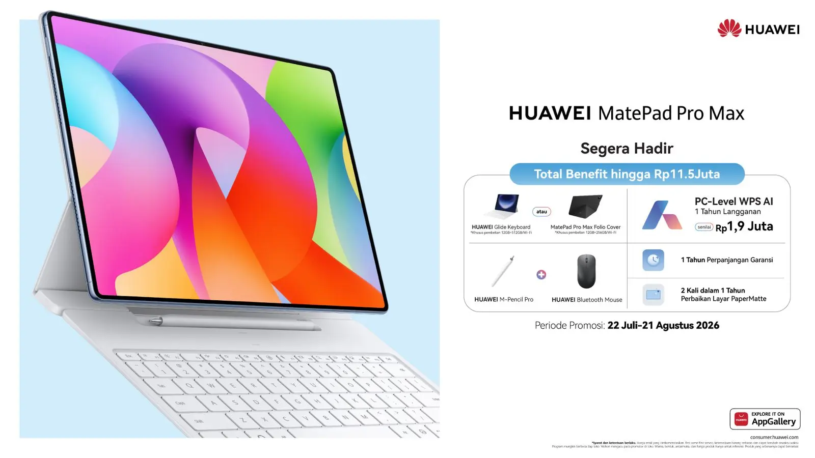 Huawei Segera Hadirkan MatePad Pro Max di Indonesia, Tablet AI 13,2 Inci dengan Produktivitas Setara PC