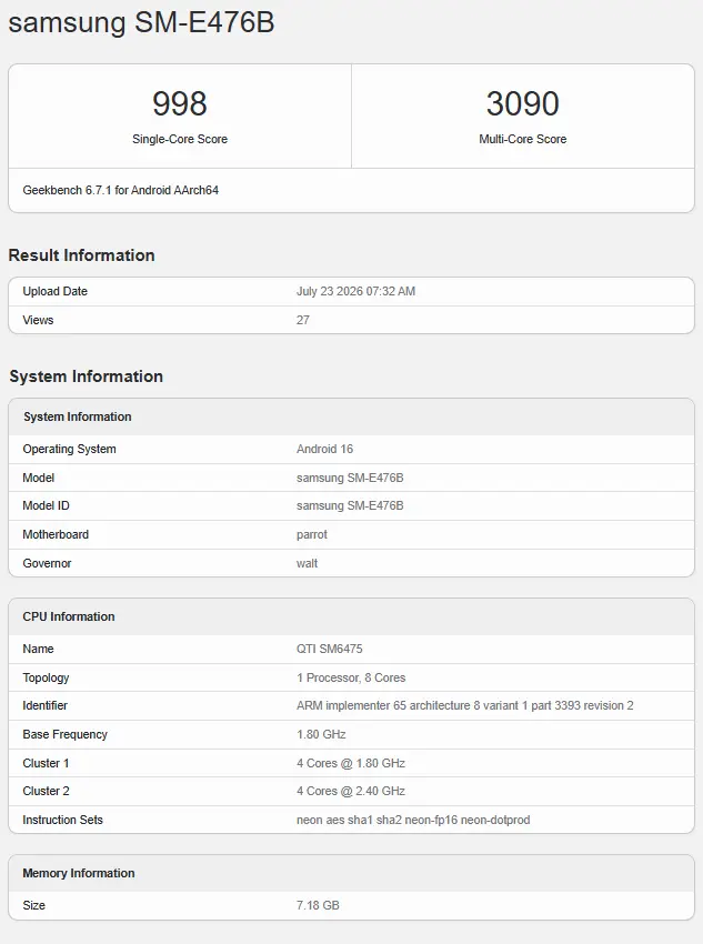 Hasil pengujian performa Samsung Galaxy F70 Pro