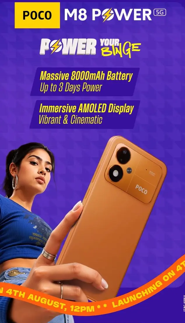 Poco M8 Power Meluncur 4 Agustus di India, Usung Baterai 8.000 mAh dan Layar AMOLED