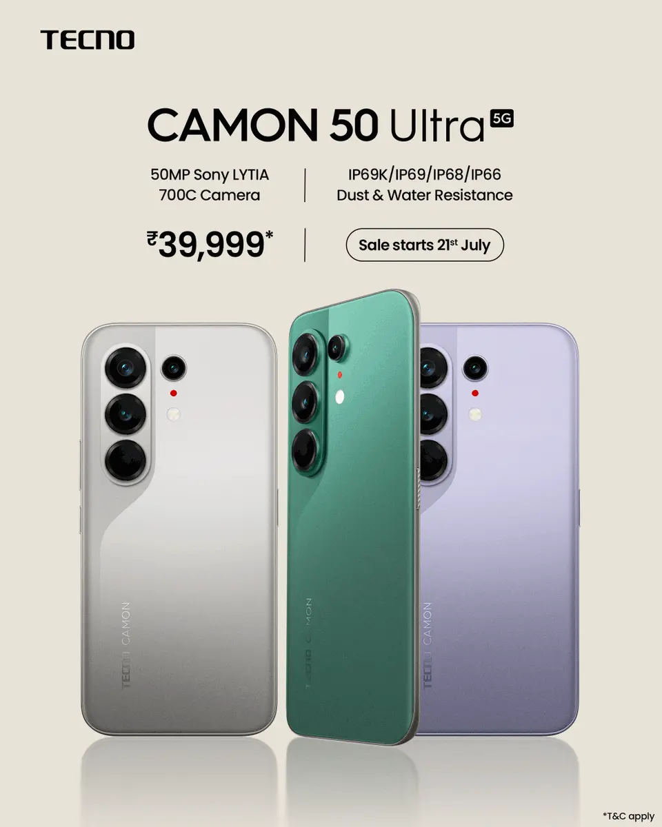 TECNO CAMON 50 Ultra 5G Meluncur di India, Tawarkan Layar 144Hz dan Baterai 6500mAh